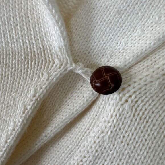 Ralph Lauren Ivory Knit Sweater American Living Shawl Collar Knit Size L Button - Picture 11 of 14